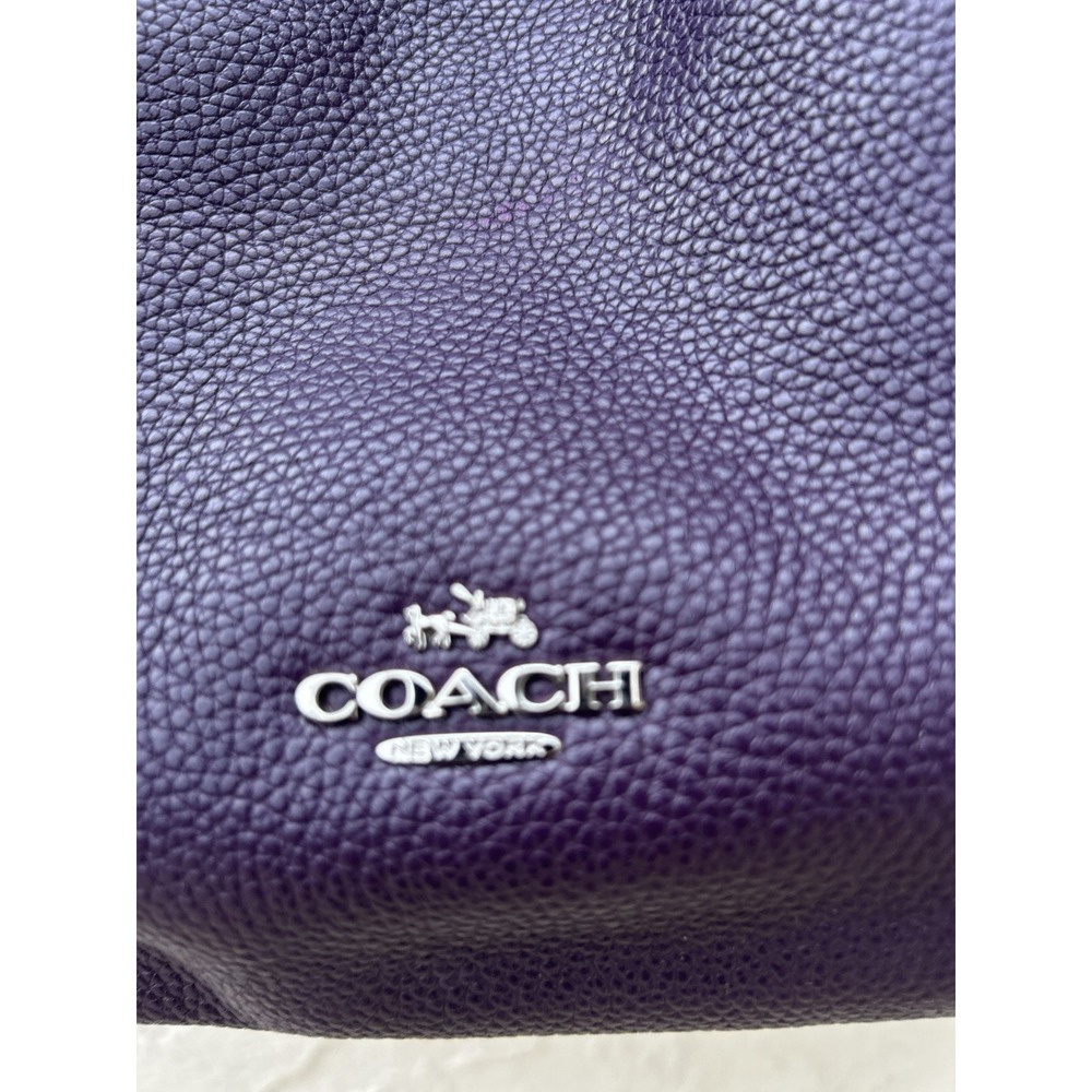 Coach Edie 31 Shoulder Bag Dark Purple Pebbled Leather Tote 57125 - Picture 4 of 7